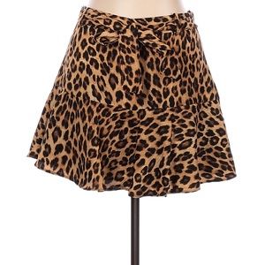 Zara A-line leopard mini skirt